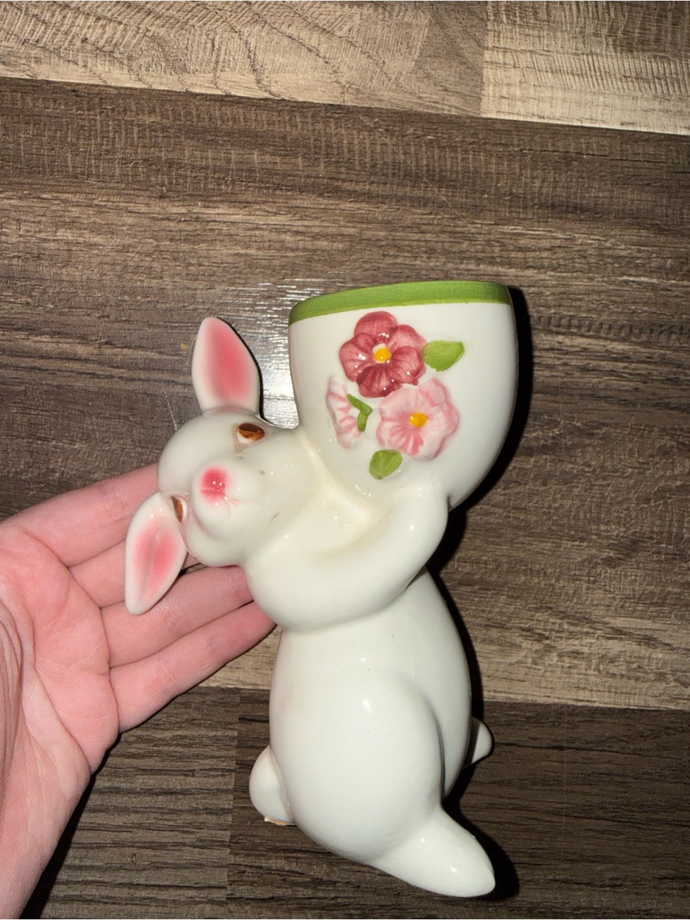 Avon Vintage Ceramic Bunny with Pink Floral Accent